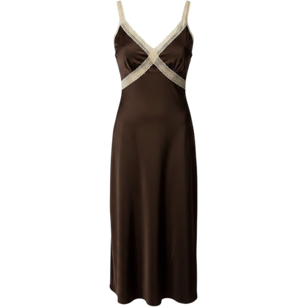 House of Harlow 1960 Brown Slip Dress with‎ Cream Trim